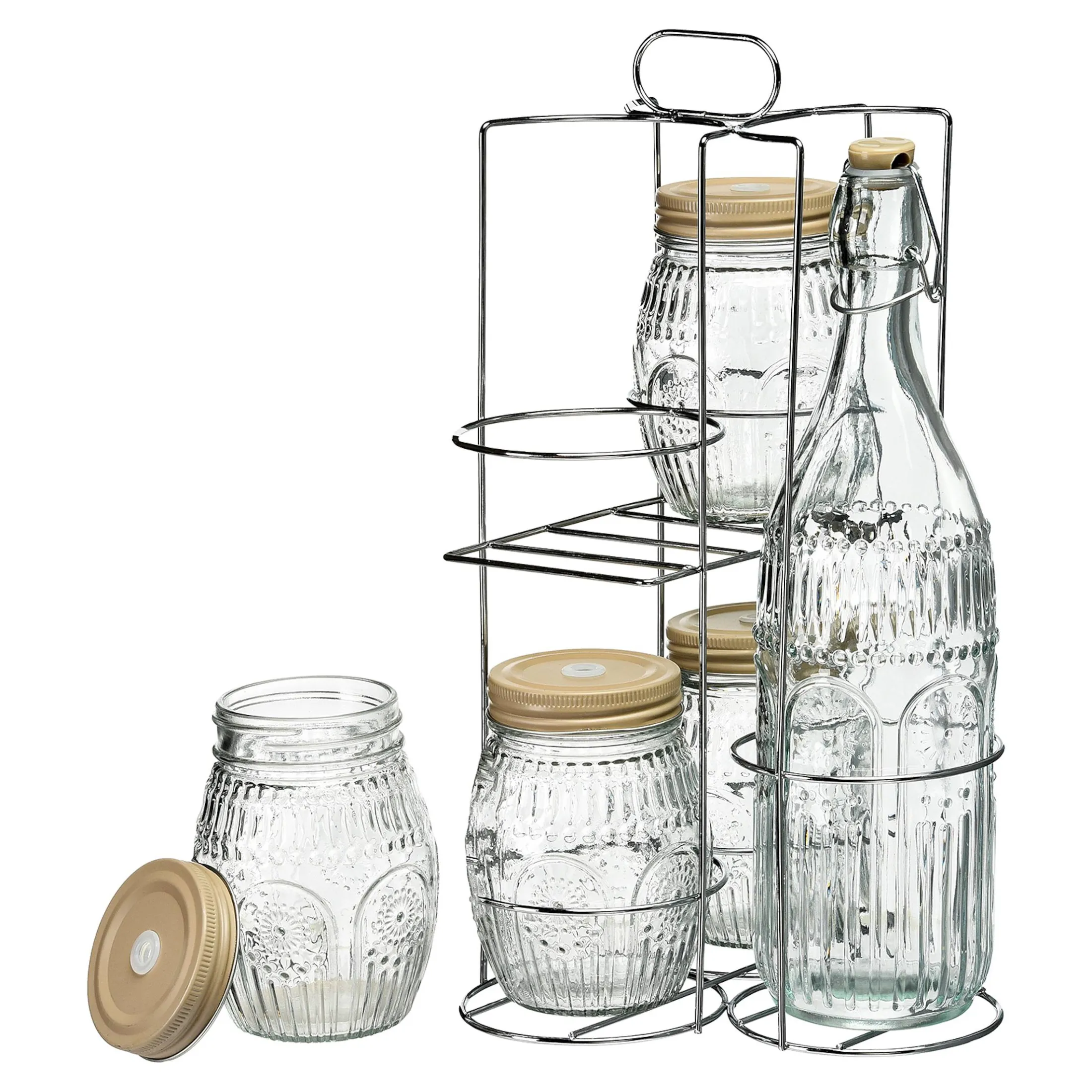 Sale Depot Flasche & Gläser-Set Romance Mit Halterung
