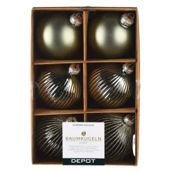 Outlet Depot Glas-Weihnachtskugel-Set Rille