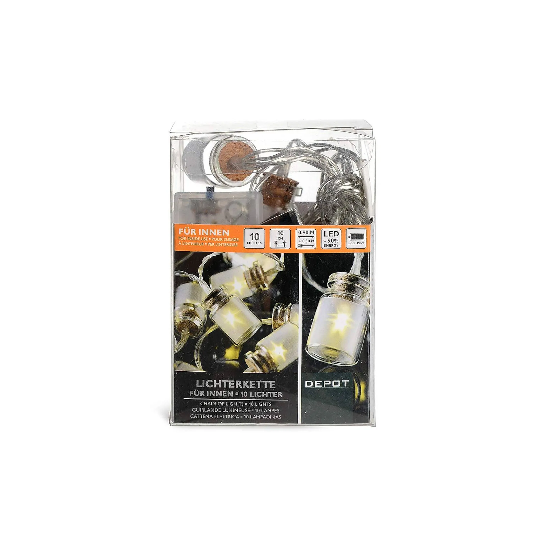 Sale Depot Lichterkette Gläser, 10 Led, Batteriebetrieben